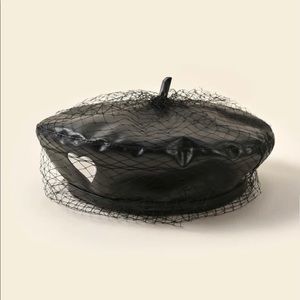 Fishnet Vegan Leather Beret